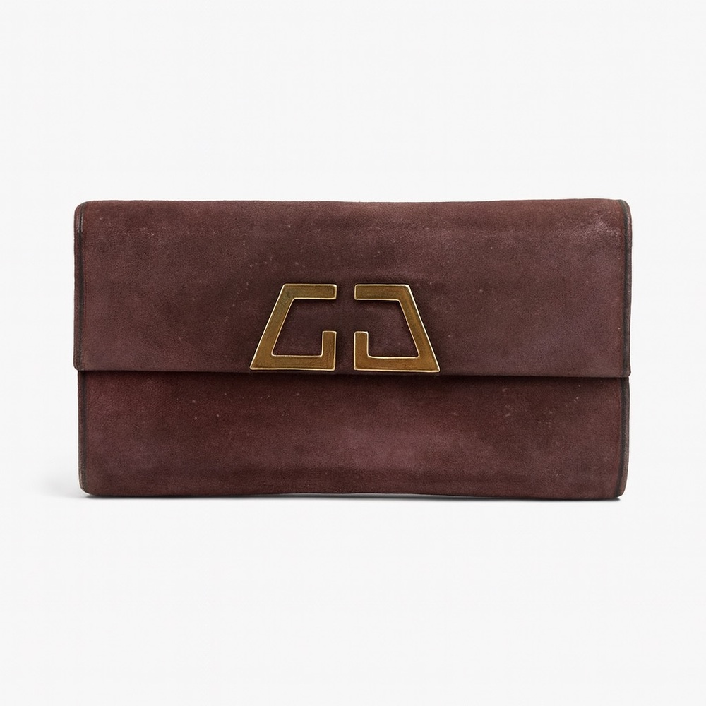 Women's Gucci Burgundy Red Suede Wallet with Gold Hardware - Picture 2 of 10